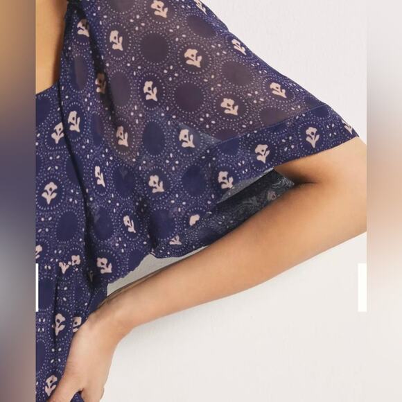 Maeve Anthropologie Smocked Tunic Mini Dress -Blue - Picture 2 of 6